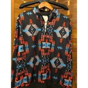 Mens‎ Southwestern Geometric Print Fleece Pullover Hoodie Jacket XL